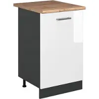Vicco Keukenonderkast R-Line, Wit Hoogglans/Antraciet, 50 cm goudkleurig eiken werkblad