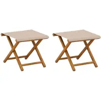 vidaXL Ligstoel, 2 stuks, massief eucalyptus hout, beige