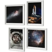 Coloray 4-Delige Schilderij Set - Foto'S Van Astronauten Die Op De Maan Landen - 40 x 40 En 40 x 60 - Muurdecoratie - Schilderijen Set - Woonkamer - Wanddecoratie