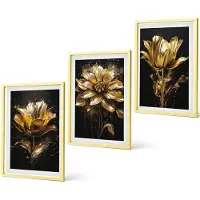 Coloray 3-Delige Schilderij Set - Abstracte Vormen Met Kleurrijke Plantmotieven - 40 x 40 cm En 40 x 60 cm - Muurdecoratie - Interieur Decoratie
