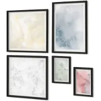 Coloray 5-Delige Schilderij Set - Pastelkleurige Structuren, Kleurrijke Aquarelverf Op Canvas - 50 x 50 cm, 20 x 30 cm En 40 x 60 cm - Decoratieve Schilderijen - Woonkamer - Interieur - Wanddecoratie
