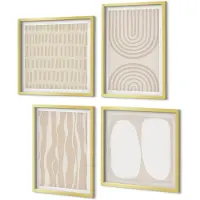 Coloray 4-Delige Schilderij Set - Abstracte patronen, onregelmatige vormen, boho - 40 x 40 cm en 40 x 60 cm - Decoratieve Schilderijen - Woonkamer - Interieur - Interieur Decoratie