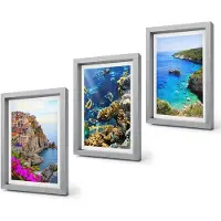 Coloray 4-Delige Schilderij Set - Uitzicht op zee met kleurrijke huizen en een koraalrif. - 20 x 30 cm - Muurdecoratie - Wanddecoratie - Hal - Moderne Wanddecoratie