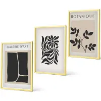 Coloray 3-Delige Schilderij Set - Abstracte Bloemenpatronen En Geometrische Vormen - 40 x 40 cm En 40 x 60 cm - Muurdecoratie - Decoratieve Schilderijen - Wohnzimmer - Stijlvolle Muurdecoratie
