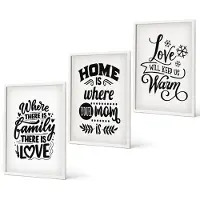 Coloray 3-Delige Schilderij Set - Familie, Liefde, Thuis, Warmte In Eenvoudige Slogans - 40 x 60 - Wanddecoratie - Moderne Interieurdecoratie - Decoratieve Schilderijen