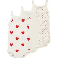 Petit Bateau Rompertje/body vuurrood / wit