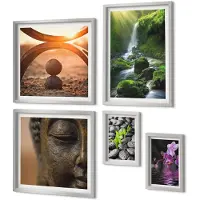 Coloray 5-Delige Schilderij Set - Uitzichten Op Kuststeden En Hun Architectuur - 20 x 30 cm - Muurdecoratie - Schilderijen Set - Woonkamer - Stijlvolle Muurdecoratie