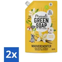 Marcel's Green Soap 2 x - Wasverzachter - Navulling - Katoen & Vanille - Zachte frisheid- 30 Wasbeurten - 750 ml - Wasverzachter - Katoen Geur - Vanille Geur - Milieuvriendelijk - Navulverpakking