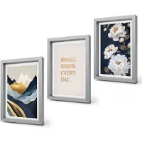 Coloray 4-Delige Schilderij Set - Abstracte bergen, bloemen en inspirerende letters - 20 x 30 cm - Muurdecoratie - Decoratieve Schilderijen - Wohnzimmer