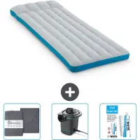 Intex Campingmatras – Frans bedformaat – 72 x 189 x 20 cm – Blauw – Inclusief: laken, pomp en reparatieset