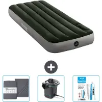 Intex Luchtbed - 1-Persoons - 76 x 191 x 25 cm - Groen - Inclusief Hoeslaken - Pomp en Reparatieset
