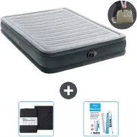 Intex luchtbed - voor 2 personen - 152 x 203 x 33 cm - grijs - inclusief pomp - met spannenhoes en reparatieset