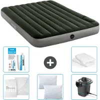 OEM Luchtbed voor 2 personen - 152 x 203 x 25 cm - Groen - Katoen - Inclusief kussens, pomp, reparatieset en kussenbeschermers