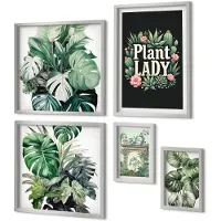 Coloray 4-Delige Schilderij Set - Bloemenaccenten in boho-stijl voor liefhebbers van groen. - 50 x 50 cm, 20 x 30 cm en 40 x 60 cm - Schilderijen Set - Wanddecoratie - Woonkamer - Interieur Decoratie