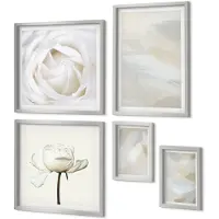 Coloray 5-Delige Schilderij Set - Watervallen, Bergen Met Een Brug En Bloeiende Bomen - 20 x 30 cm - Muurdecoratie - Decoratieve Schilderijen - Wohnzimmer