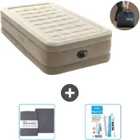 Intex Luchtbed - 1-Persoons - 99 x 191 x 46 cm - Beige - Inclusief pomp - Hoeslaken en Reparatieset