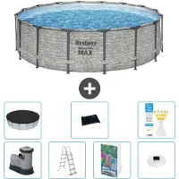 Bestway Steel Pro MAX, ronde opblaasbare zwembad - 488x122 cm - 6-delig, model S598