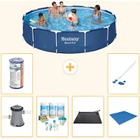Bestway Steel Pro, ronde opblaasbare zwembad - 396x84 cm - 7-delig, model S22110