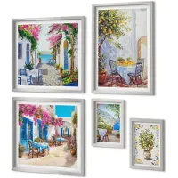 Coloray 5-Delige Schilderij Set - Citrus- En Tropische Vruchten In Retrostijl - 20 x 30 cm - Moderne Wanddecoratie - Slaapkamer