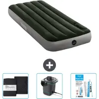 Intex Luchtbed - 1-Persoons - 76 x 191 x 25 cm - Groen - Inclusief Hoeslaken - Pomp en Reparatieset