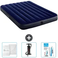 Intex luchtbed - tweepersoonsbed - 137 x 191 x 25 cm - Blauw - Inclusief: laken, pomp en reparatieset