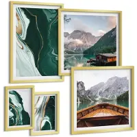 Tulup 5-Delige Schilderij Set - Groene landschappen met water en berglandschap - 50 x 50 cm, 20 x 30 cm en 40 x 60 cm - Muurdecoratie - Interieur Decoratie - Moderne Wanddecoratie