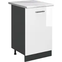 Vicco Keukenonderkast R-Line, Wit Hoogglans/Antraciet, 50 cm marmer werkblad