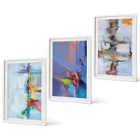 Coloray 3-Delige Schilderij Set - Abstracte composities in schilderstijl - 40x60 - Wanddecoratie - Muurdecoratie - Woonkamer - Woonkamer Decoratie