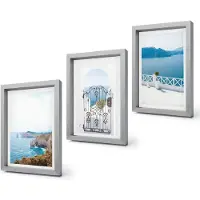 Coloray 4-Delige Schilderij Set - Zeezicht met Griekse architectuur - 20 x 30 cm - Muurdecoratie - Decoratieve Schilderijen - Wohnzimmer - Stijlvolle Muurdecoratie