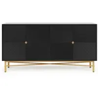 STILVORA Dressoir - Vier Deuren Met Reliëf En Softclose - Ruime Opbergkast Voor Woonkamer En Eetkamer - Hout - 160x40x82 Cm - Zwart