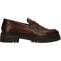 Manfield Donkerbruine chunky leren loafers | Maat 40