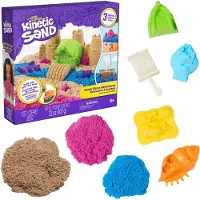 Kinetic Sand - Zandstrandavonturen 3-in-1 Strandspeelset - 907 g Speelzand, 5 Gereedschappen - Origineel