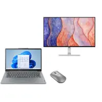 Lenovo IdeaPad Slim 3 14 + L27h 4A 2K QHD Monitor & Bluetooth Silent Mouse AMD Ryzen 5 40-processor 2,80 GHz tot 4,30 GHz, Windows 11 Home 64, 512 GB SSD M.2 2242 PCIe QLC - IPVISBE14, Arctic Grey