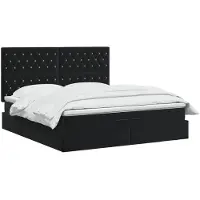 vidaXL - Ottoman - bed - met - matras - Zwart - 140 - x - 200 - cm - Fluweel