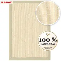Karat Sisal Vloerkleed Goa - 100% Sisal - Stoffen Rand - Crème - 200 x 290 cm
