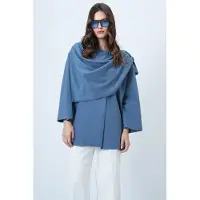 Trend Alaçatı Stili Cape saffier