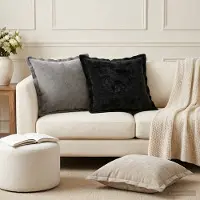 vidaXL Kussensloop 2 st HOUTEN Donkergrijs 45 x 45 cm Chenille Stof