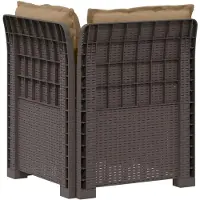 vidaXL Eén-zits Tuin Sofa met Kussens Rieten Look PP Lichtgrijs