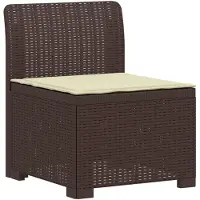 vidaXL Eén-zits Tuin Sofa met Kussen Rieten Look PP Bruin
