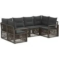 vidaXL Tuinset met 6 zitplaatsen, grijs, polyrotan