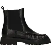 Manfield Zwarte leren chelsea boots | Maat 38