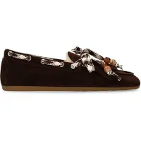 Manfield Donkerbruine suède bontloafers | Maat 40