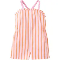 Mango gestreepte playsuit - roze Meisjes Katoen Vierkante hals Streep - maat 110