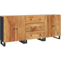 vidaXL Dressoirs, 3 stuks, massief acaciahout