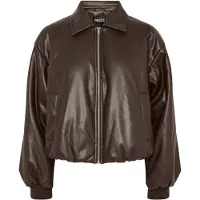 Pieces Pclara Gewatteerd Gecoat Bomberjack Dames Bruin L