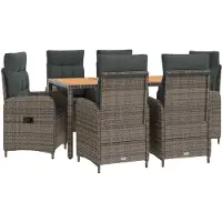 vidaXL Buiten Eettafel Set 7 st Lichtgrijs en Donkergrijs