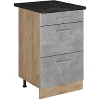 Vicco Keukenonderkast R-Line, Beton/Goudkleurig Eiken, 50 cm antraciet werkblad
