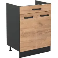 Vicco Keukenonderkast R-Line, Goudkleurig Eiken/Antraciet, 60 cm met lade zonder werkblad