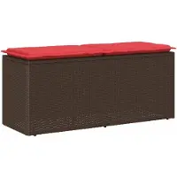 vidaXL Tuinbank met kussen, bruin, 110x40x44 cm, polyrotan