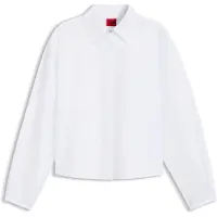 HUGO Dames Blouse Endeka wit (38), Casual, Katoen, Lange mouwen 50572062
